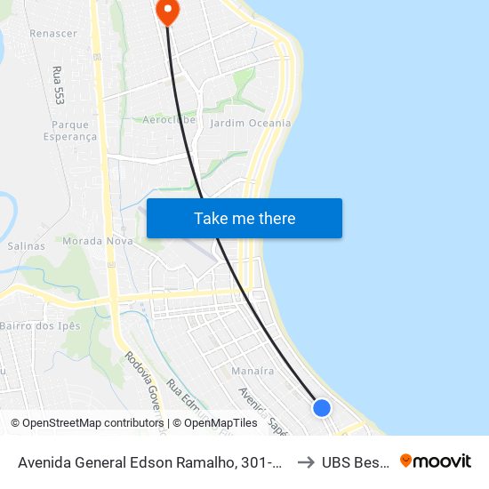 Avenida General Edson Ramalho, 301-399 to UBS Bessa map