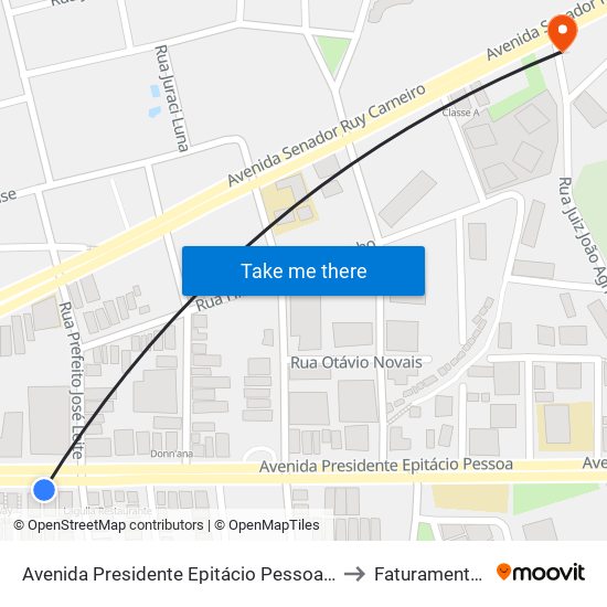 Avenida Presidente Epitácio Pessoa, 3418 - Autoescola Livramento to Faturamento Magnetom map