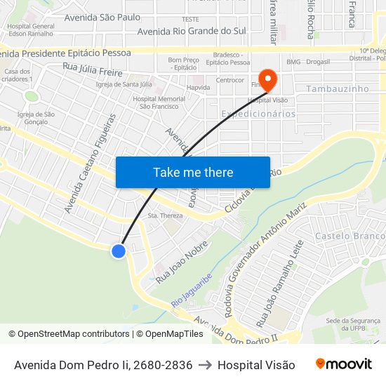 Avenida Dom Pedro Ii, 2680-2836 to Hospital Visão map