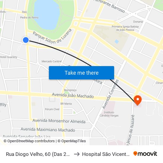 Rua Diogo Velho, 60 (Das 20:00 À 00:00) to Hospital São Vicente De Paula map