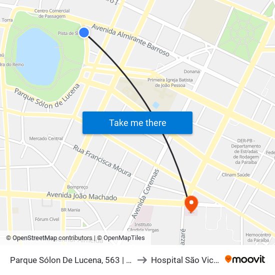 Parque Sólon De Lucena, 563 | Linhas Intermunicipais to Hospital São Vicente De Paula map