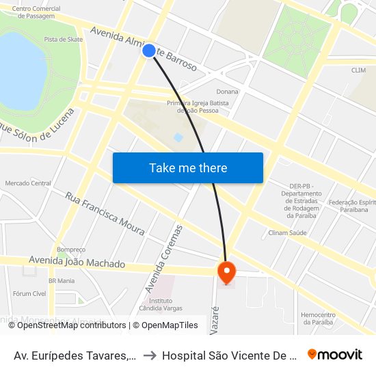 Av. Eurípedes Tavares, 505 to Hospital São Vicente De Paula map