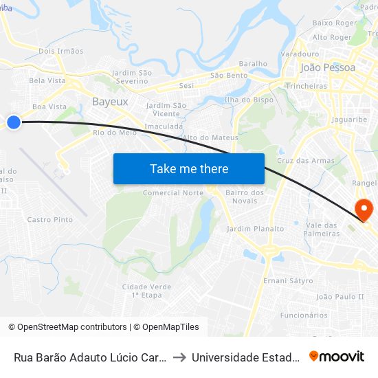 Rua Barão Adauto Lúcio Cardoso, 24 - Ufpb Campus Santa Rita to Universidade Estadual Da Paraíba - Campus V map