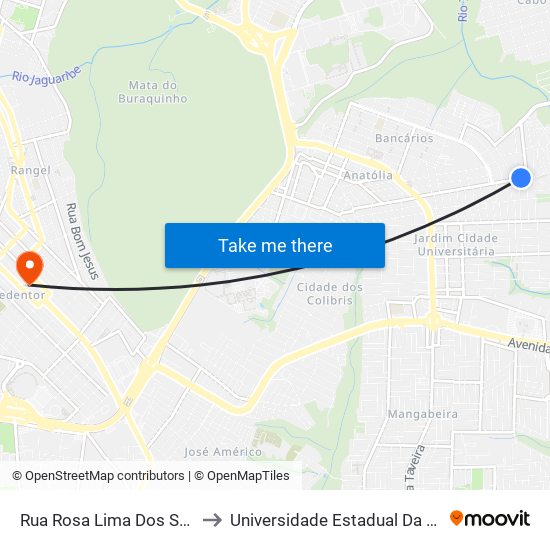 Rua Rosa Lima Dos Santos, 965-1039 to Universidade Estadual Da Paraíba - Campus V map