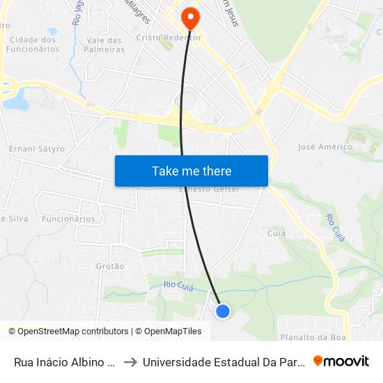 Rua Inácio Albino Neto, 2077 to Universidade Estadual Da Paraíba - Campus V map