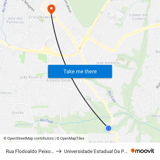 Rua Flodoaldo Peixoto Filho, 1938 to Universidade Estadual Da Paraíba - Campus V map