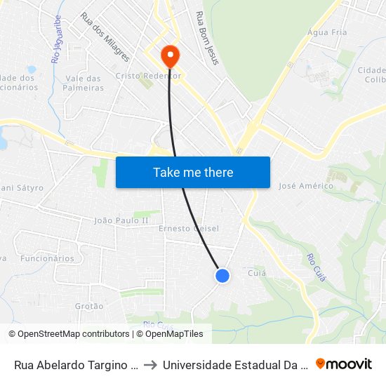 Rua Abelardo Targino Da Fonseca, 783 to Universidade Estadual Da Paraíba - Campus V map