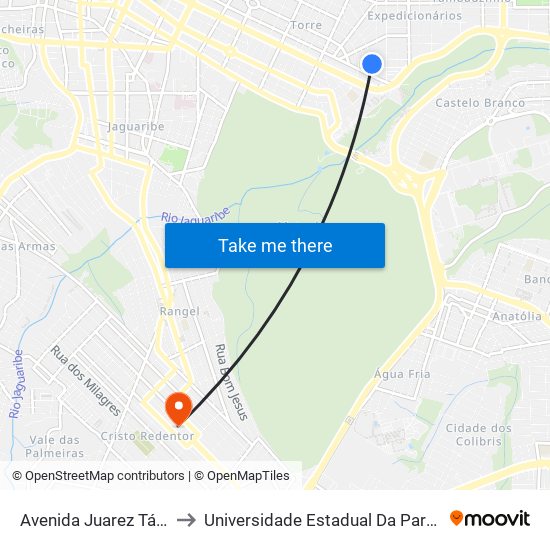 Avenida Juarez Távora, 1811 to Universidade Estadual Da Paraíba - Campus V map