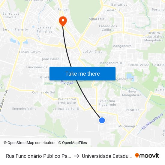 Rua Funcionário Público Paulo Antônio Bastos Portela, 394 to Universidade Estadual Da Paraíba - Campus V map