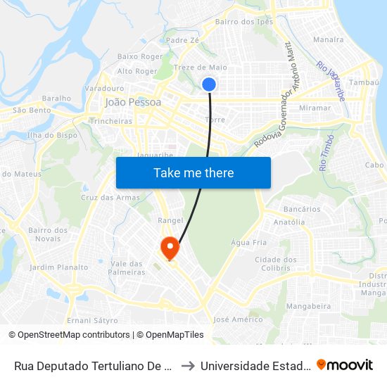 Rua Deputado Tertuliano De Brito, 315 | Praça Assis Chateaubriand to Universidade Estadual Da Paraíba - Campus V map