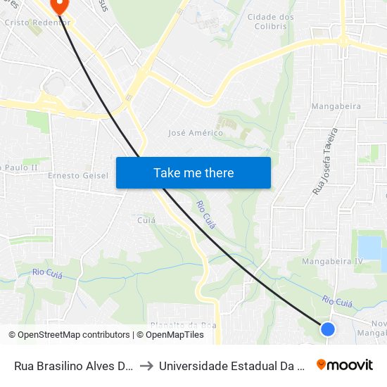 Rua Brasilino Alves Da Nóbrega, 275 to Universidade Estadual Da Paraíba - Campus V map