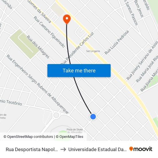 Rua Desportista Napoleão Duré, 362-430 to Universidade Estadual Da Paraíba - Campus V map