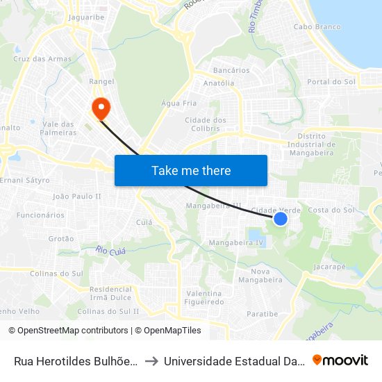 Rua Herotildes Bulhões Pinheiro, 74-120 to Universidade Estadual Da Paraíba - Campus V map