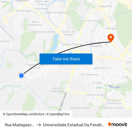 Rua Madagascar, 144 to Universidade Estadual Da Paraíba - Campus V map
