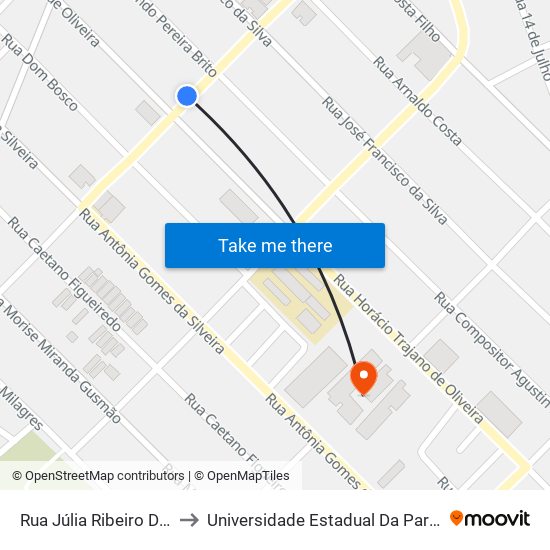 Rua Júlia Ribeiro Da Silva, 270 to Universidade Estadual Da Paraíba - Campus V map