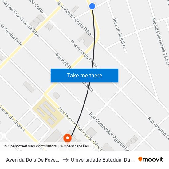 Avenida Dois De Fevereiro, 1277-1359 to Universidade Estadual Da Paraíba - Campus V map