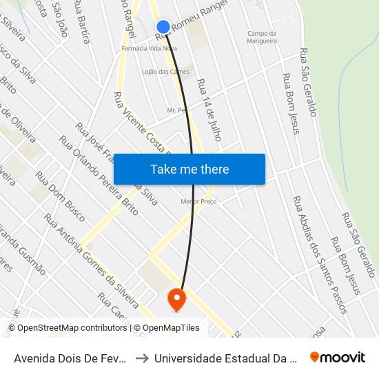 Avenida Dois De Fevereiro, 781-905 to Universidade Estadual Da Paraíba - Campus V map