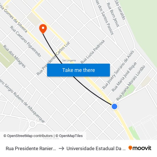 Rua Presidente Ranieri Mazilli, 614-950 to Universidade Estadual Da Paraíba - Campus V map