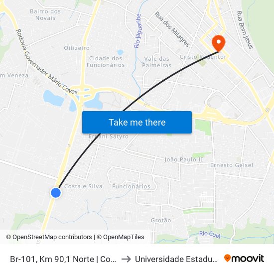 Br-101, Km 90,1 Norte | Conjunto Presidente Costa E Silva to Universidade Estadual Da Paraíba - Campus V map