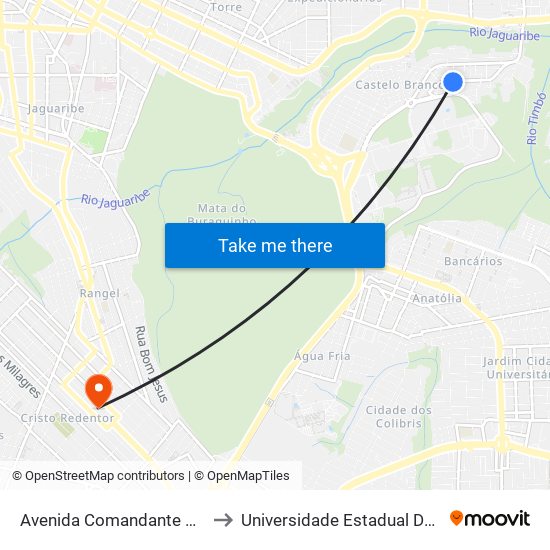 Avenida Comandante Matos Cardoso, 250 to Universidade Estadual Da Paraíba - Campus V map