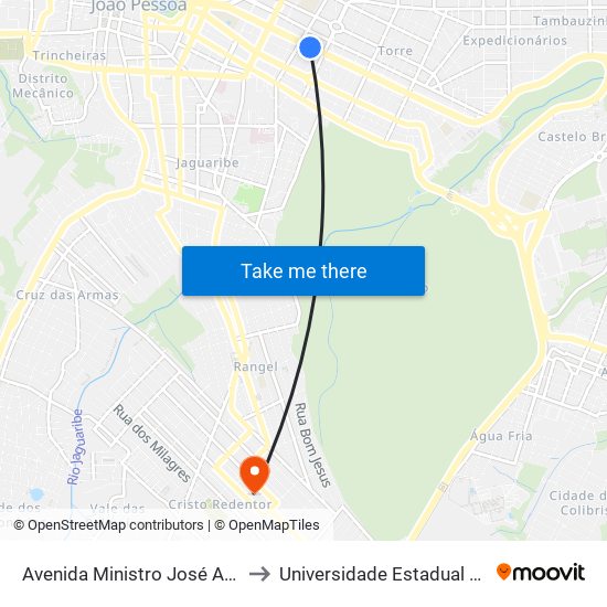 Avenida Ministro José Américo De Almeida, 104 to Universidade Estadual Da Paraíba - Campus V map