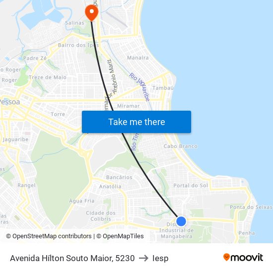 Avenida Hílton Souto Maior, 5230 to Iesp map