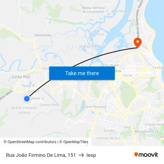 Rua João Firmino De Lima, 151 to Iesp map
