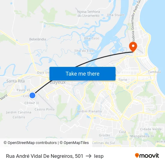 Rua André Vidal De Negreiros, 501 to Iesp map