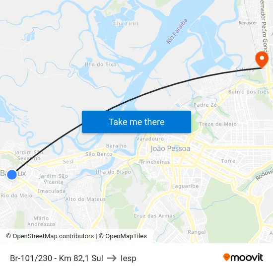 Br-101/230 - Km 82,1 Sul to Iesp map