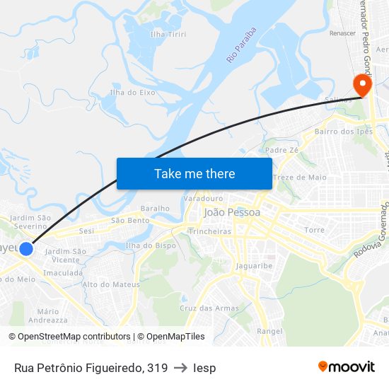 Rua Petrônio Figueiredo, 319 to Iesp map