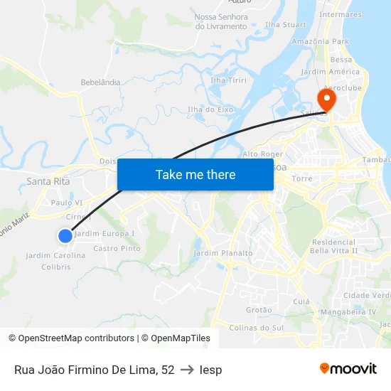 Rua João Firmino De Lima, 52 to Iesp map
