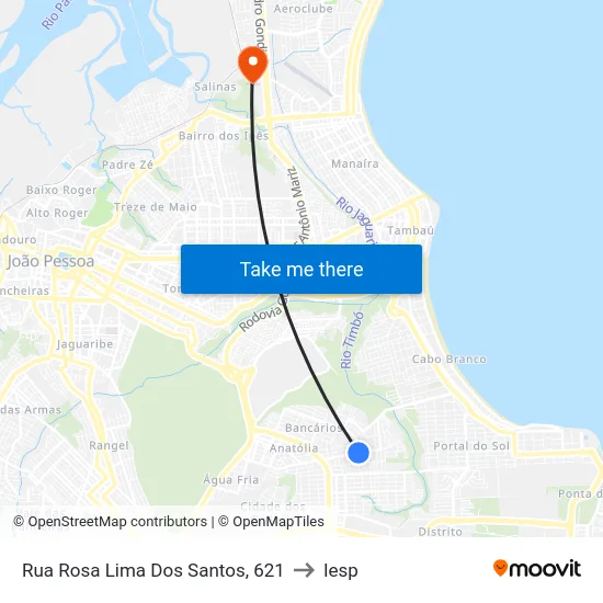 Rua Rosa Lima Dos Santos, 621 to Iesp map