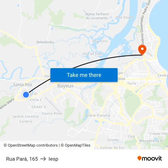 Rua Pará, 165 to Iesp map