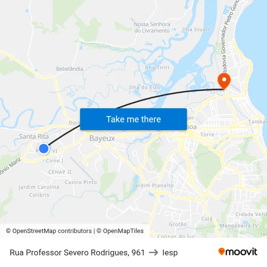 Rua Professor Severo Rodrigues, 961 to Iesp map