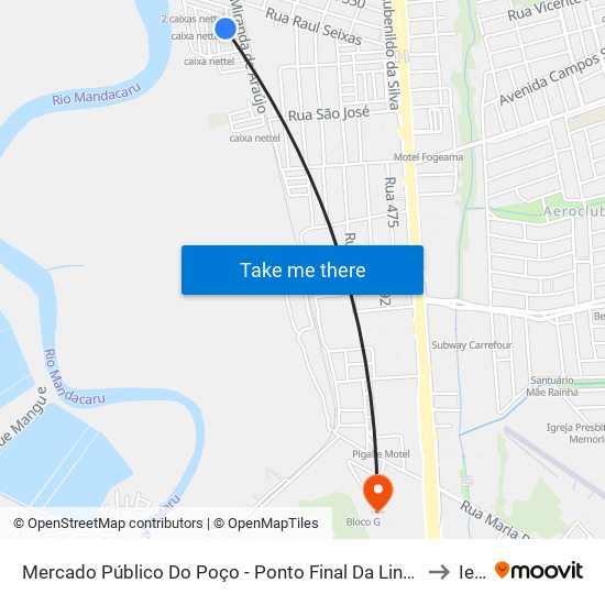 Mercado Público Do Poço - Ponto Final Da Linha 522 Renascer to Iesp map