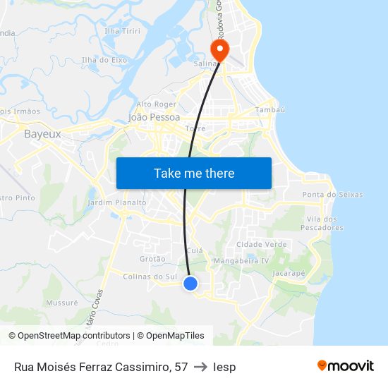 Rua Moisés Ferraz Cassimiro, 57 to Iesp map