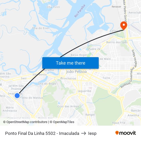 Ponto Final Da Linha 5502 - Imaculada to Iesp map