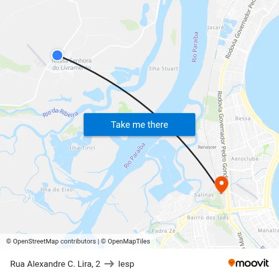 Rua Alexandre C. Lira, 2 to Iesp map