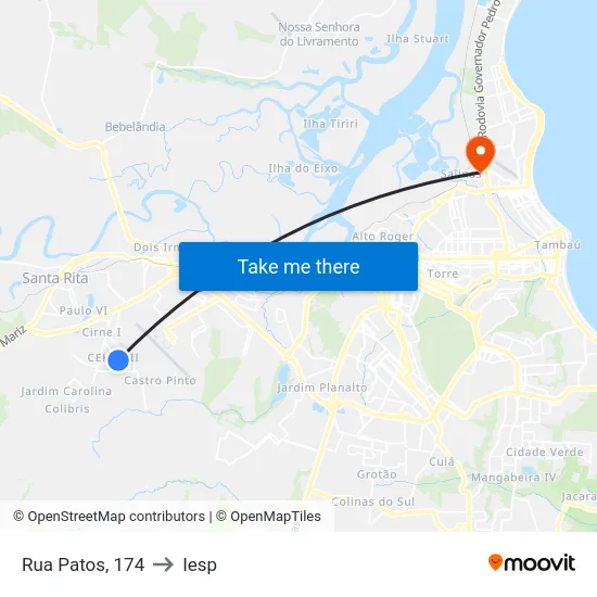 Rua Patos, 174 to Iesp map