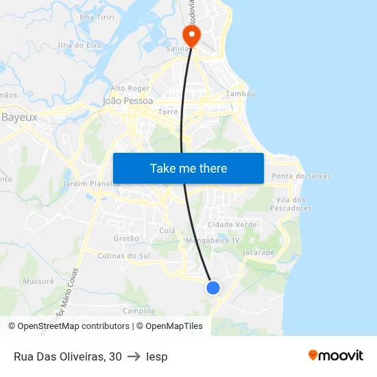 Rua Das Oliveiras, 30 to Iesp map