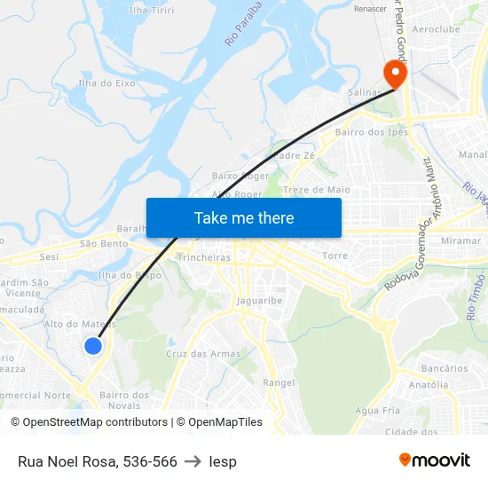 Rua Noel Rosa, 536-566 to Iesp map