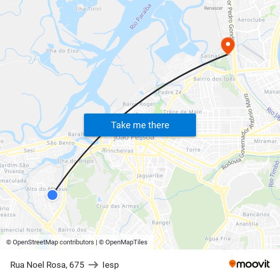 Rua Noel Rosa, 675 to Iesp map