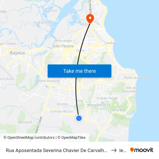 Rua Aposentada Severina Chavier De Carvalho, 253 to Iesp map