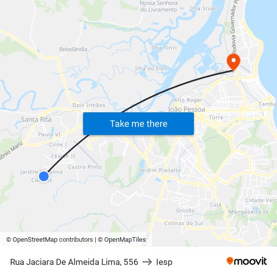Rua Jaciara De Almeida Lima, 556 to Iesp map