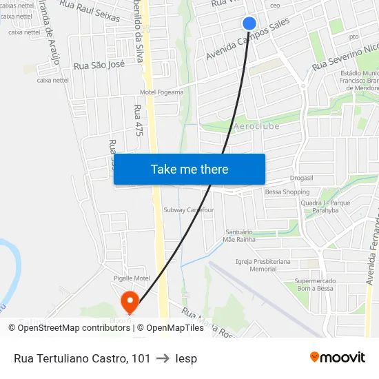 Rua Tertuliano Castro, 101 to Iesp map