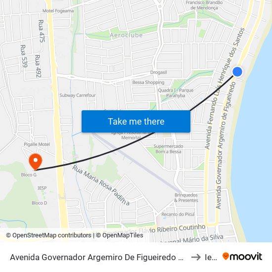 Avenida Governador Argemiro De Figueiredo 1386-1564 to Iesp map