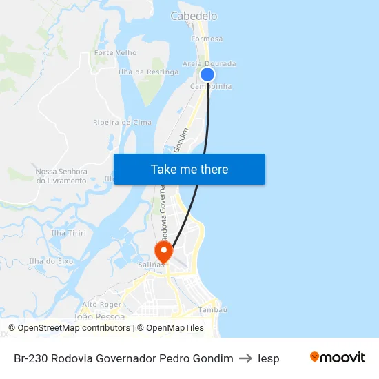 Br-230 Rodovia Governador Pedro Gondim to Iesp map