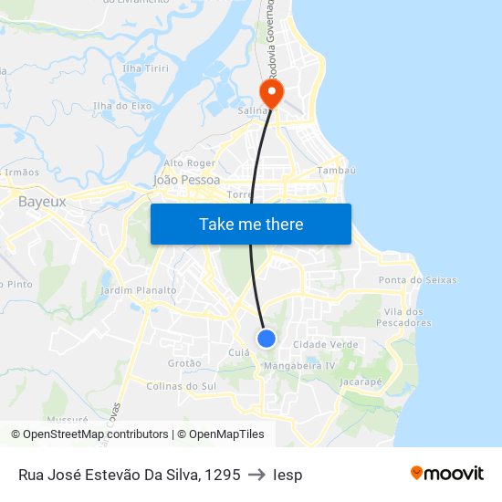Rua José Estevão Da Silva, 1295 to Iesp map