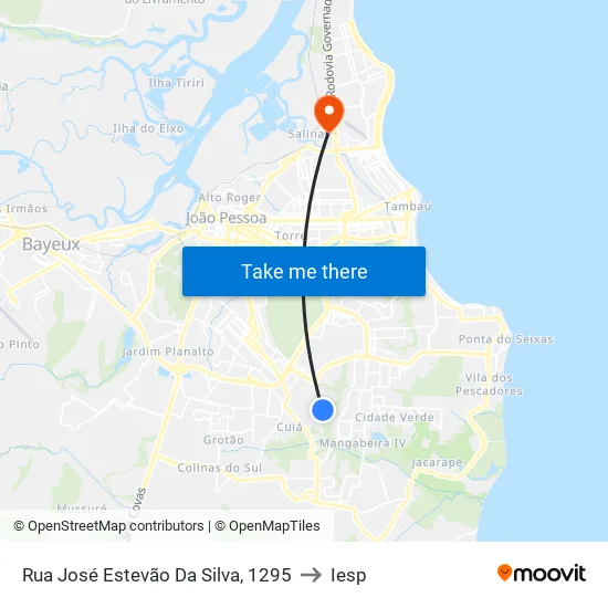 Rua José Estevão Da Silva, 1295 to Iesp map