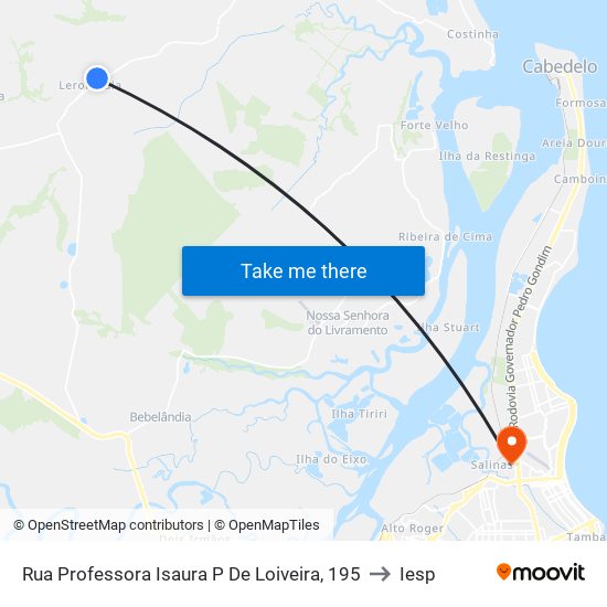 Rua Professora Isaura P De Loiveira, 195 to Iesp map